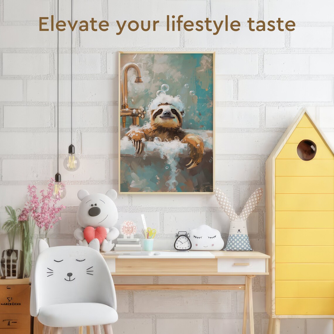 Bathtub Bubble Bath Sloth Poster, Funny Bathroom Wall Art, Sloth Lover ...