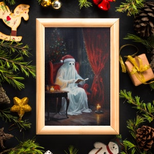 Christmas Spooky Reading Ghost Jigsaw Puzzle, 110/252/520/1014 Pcs, Kids Puzzle, Adults, Puzzle Wall Decor, Family Activity, Vintage Horror