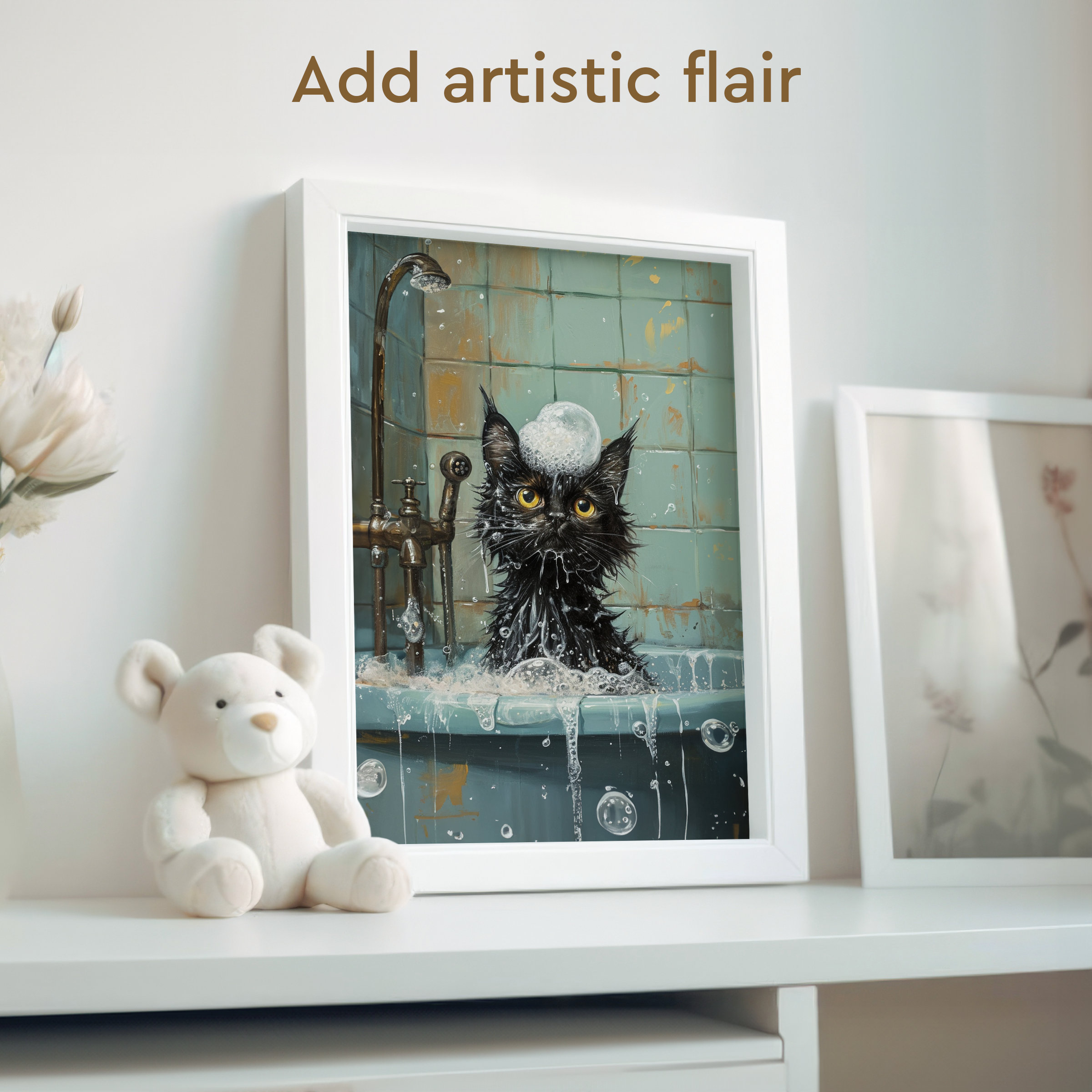 CREATCABIN Targa In Metallo per Vasca Da Bagno Gatto Bengala Bagnoschiuma Segni Bagno Vintage Segno In Ferro Pittura Poster Targa Retro Murale Appeso Decorazione Da Parete per Ristorante Caffè 20x30cm