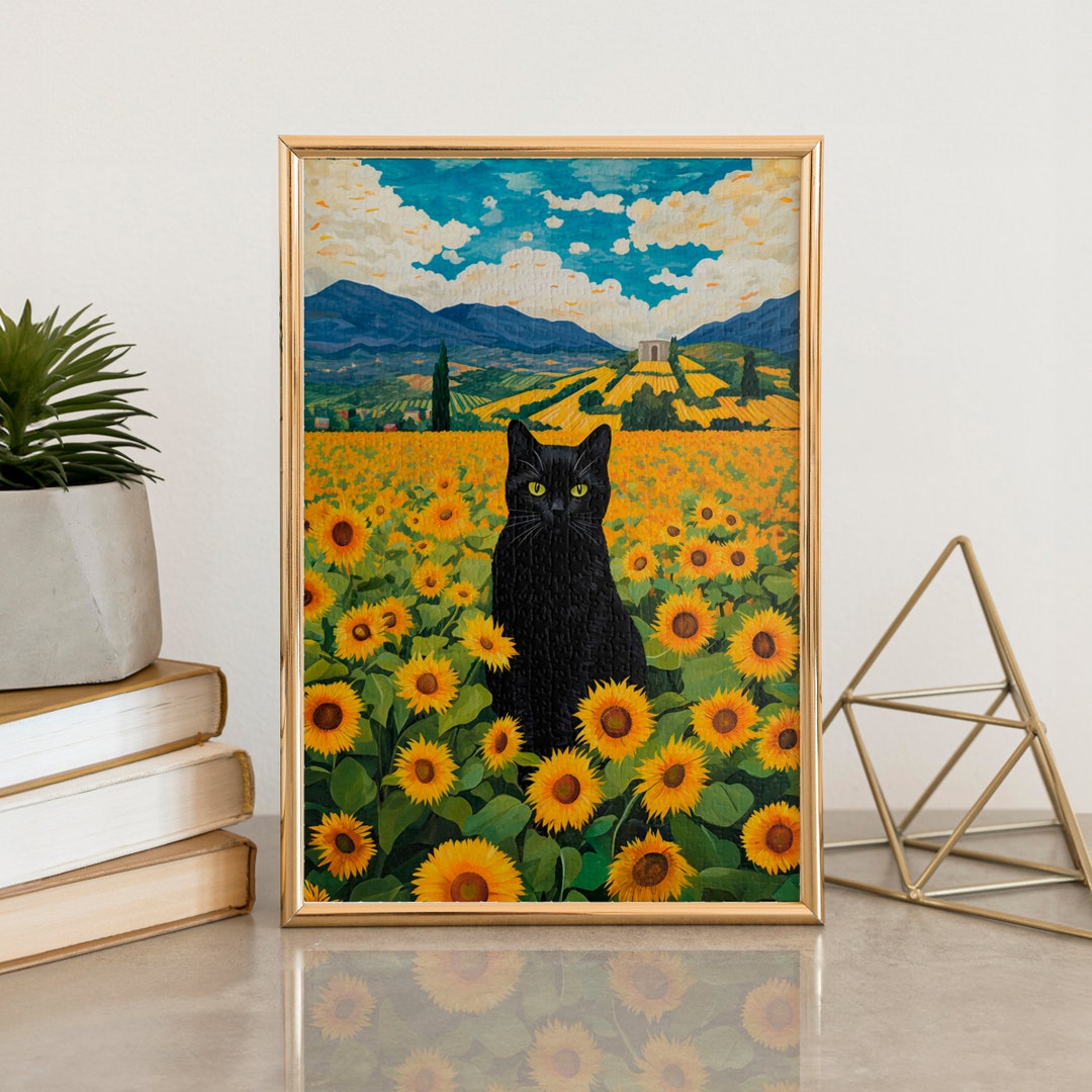 Sunflower Field Cat Jigsaw Puzzle, 110/252/520/1014 Pcs, Kids Adults ...