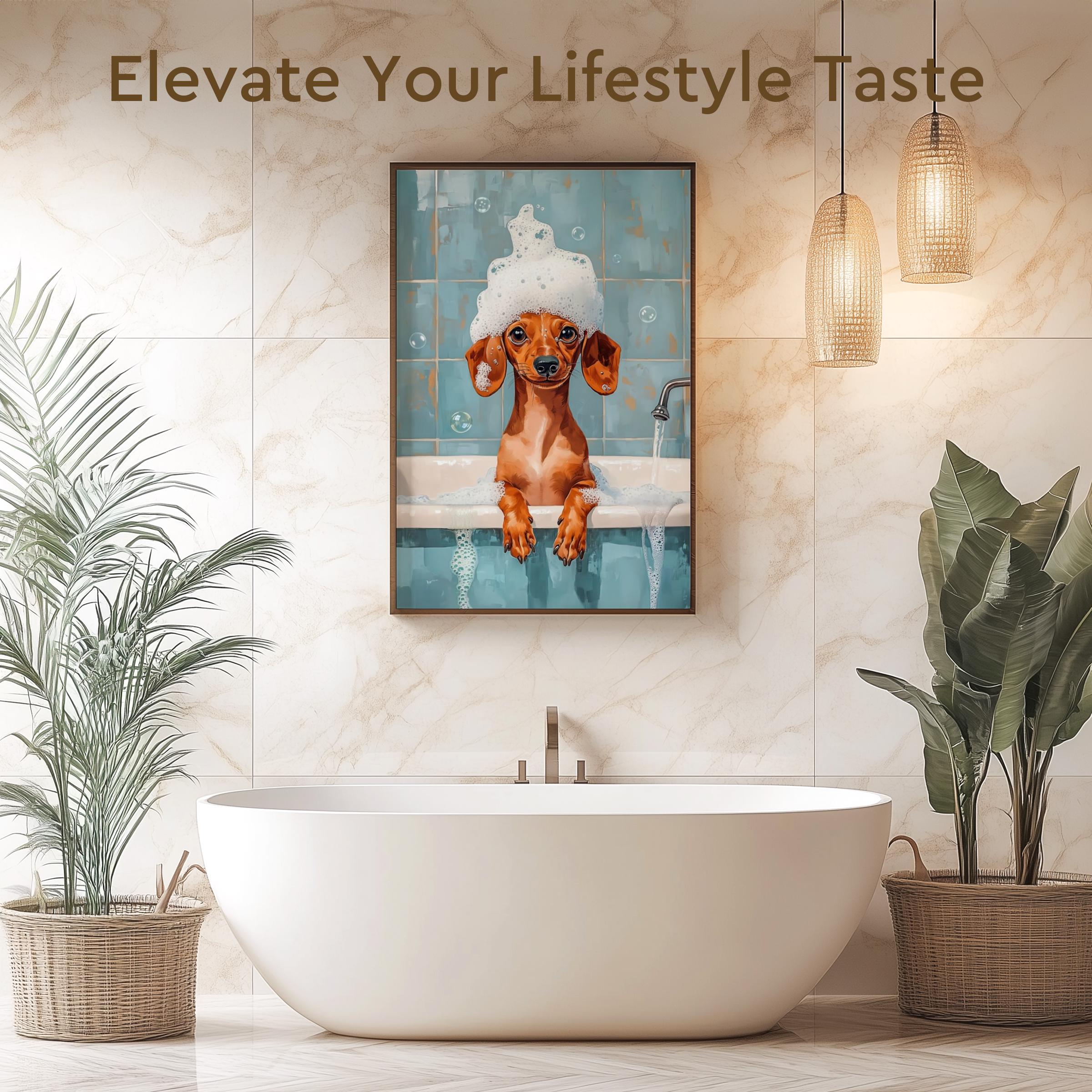 Bathtub Bubble Bath Dachshunds Poster, Bathroom Wall Art, Wiener Dog ...