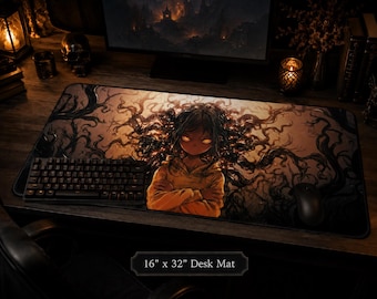 Alfombrilla de escritorio de anime, Las sombras le respondieron, decoración espeluznante para escritorio de videojuegos