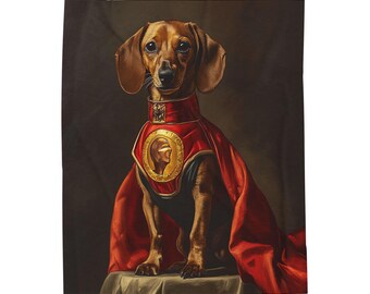 Space Dachshund Velveteen Plush Blanket: Cozy Dog Lover Throw