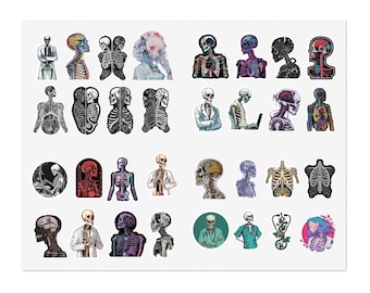 Radiologic Tech Sticker Sheets: Medical Skeleton Stickers (Set of 32)