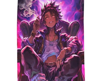 Anime Pirate King Velveteen Plush Blanket: Cozy Throw, Bedroom Decor