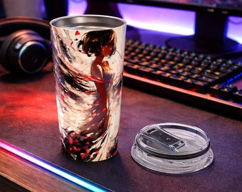 She Wears the Storm Like Silk - Anime Tumbler (20oz)