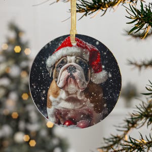 Englische Bulldogge Weihnachten - 11 - Acryl Ornamente, 1er, 5er und 10er