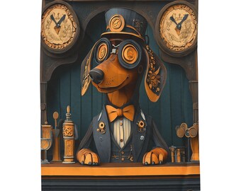 Steampunk Dachshund Plush Blanket: Cozy Dog Lover Throw