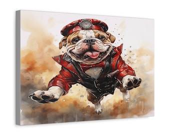 Steampunk English Bulldog Canvas Art Print: Home Decor (18x12)