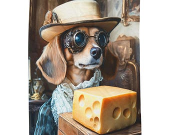 Steampunk Dachshund Plush Blanket: Cozy Dog Lover Throw