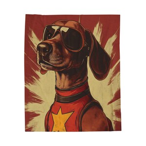 Space Dachshund Velveteen Plush Blanket: Pet Lover Throw