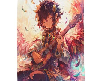 Anime Bard Velveteen Plush Blanket: Fantasy Art Throw