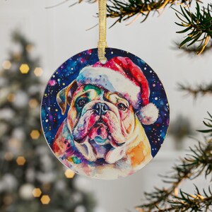 English Bulldog Christmas - 4 - Acrylic Ornaments, 1-Piece, 5-Piece, and 10-Piece