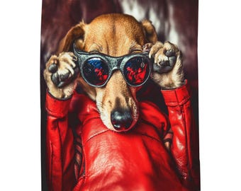 Space Dachshund Velveteen Plush Blanket: Dog Lover Throw