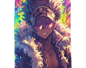 Anime Pirate King Velveteen Plush Blanket: Cozy Anime Fan Throw