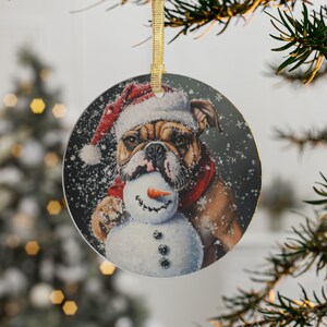 Englische Bulldogge Weihnachten - 6 - Acryl Ornamente, 1-teilig, 5-teilig und 10-teilig