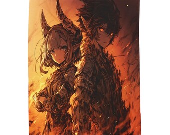Fierce Anime Velveteen Plush Blanket: Steamwave Design