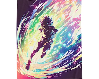 Anime Plush Blanket: Colorful Velveteen Throw, Bedroom Decor