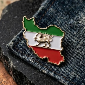 Pin con mapa del león y el sol – Insignia de solapa esmaltada Shir O Khorshid Heritage – Símbolo Pahlavi de Javid Shah - Pin Pahlavi en relieve 3D para el pecho sin mar