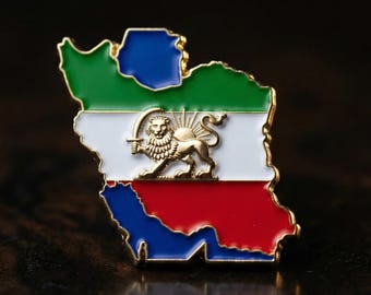 Löwen- und Sonnenkarte-Anstecknadel - Shir O Khorshid Erb-Emaille-Anstecknadel - Javid Shah Pahlavi Symbol - Erhöhte 3D-Brusttasche Pahlavi Anstecknadel