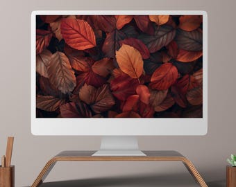 Fondo de pantalla minimalista abstracto de hojas de otoño 4K (descarga digital)