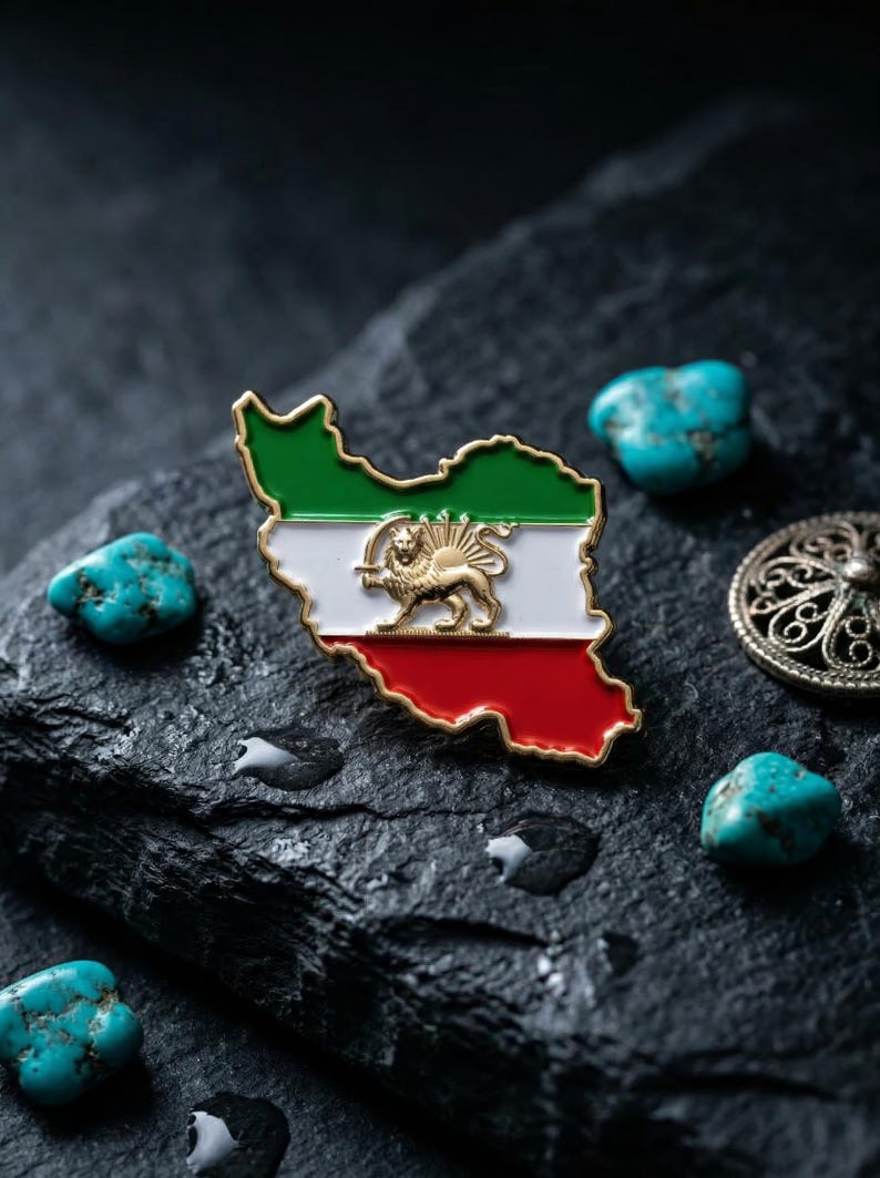 Lion and Sun Map Pin – Shir O Khorshid Heritage Enamel Lapel Badge ...