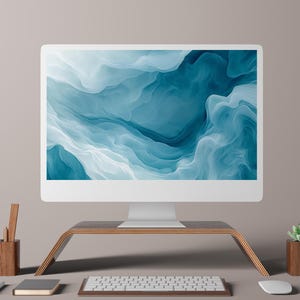 4K Abstract Minimalist Desktop Wallpaper | Unique High-Resolution Digital Background for Mac, PC, iPhone Aesthetic Relaxing Wallpaper Blue