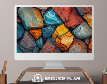 Fondo de pantalla de rocas abstractas, fondo digital minimalista 5K (descarga digital)