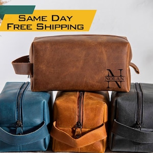 Personalized Leather Dopp kit, Groomsmen Gifts, Leather Dopp Kit, Anniversary Gift for Him, Mens Dopp Kit, Mens Toiletry Bag, Christmas Gift