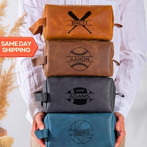 Cadeau baseball, Trousse de toilette personnalisée, Cadeau pour entraîneur de baseball, Cadeaux d'équipe, Cadeaux de soirée pour seniors, Sac de baseball, Kit Dopp en cuir pour homme, Baseball
