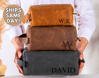Personalized Leather Dopp Kit, Groomsmen Gift, Anniversary Gifts For Men, Leather Toiletry Bag, Birthday Gift, Christmas Gift, Dad Gifts