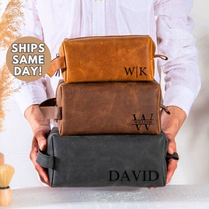Personalized Leather Dopp Kit, Groomsmen Gift, Anniversary Gifts For Men, Leather Toiletry Bag, Birthday Gift, Christmas Gift, Dad Gifts