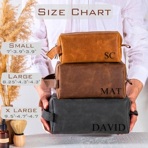 Personalized Leather Dopp Kit, Groomsmen Gift, Anniversary Gifts For Men, Toiletry Bag, Birthday Gift, Fathers Day, Graduation Gift, Bag for Him, Wedding Gift for Men, Husband, Daddy, Boyfriend, Best Man, Engraving, Handmade Top Grain Cowhide