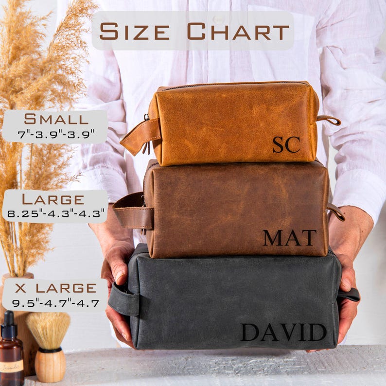 Personalized Leather Dopp Kit, Groomsmen Gift, Anniversary Gifts For Men, Toiletry Bag, Birthday Gift, Fathers Day, Graduation Gift, Bag for Him, Wedding Gift for Men, Husband, Daddy, Boyfriend, Best Man, Engraving, Handmade Top Grain Cowhide