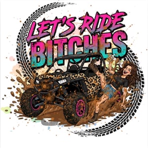 Let's Ride Mudding Side-by-Side PNG, grafica UTV con stampa leopardata (download immediato)