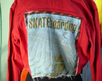 Red denim transworld skate jacket