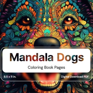 Mandala Coloring Pages For Adults Midjourney Printable Art For Kids Crafts Supplies Digital Download Dog Coloring Pages For Kids