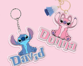 Portachiavi in acrilico Stitch, zaino decorativo Disney Stitch & Angle
