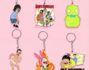 Bobs Burgers Anime Acrylic Keychain, Gift Y2K Keychain, Bag Tag, Louise Belcher