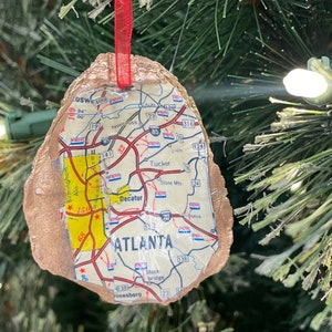 Oyster Shell Art | Oyster Map, Christmas Ornament, Trinket Dish, Wedding Favor, Wedding Gift, Hostess Gift