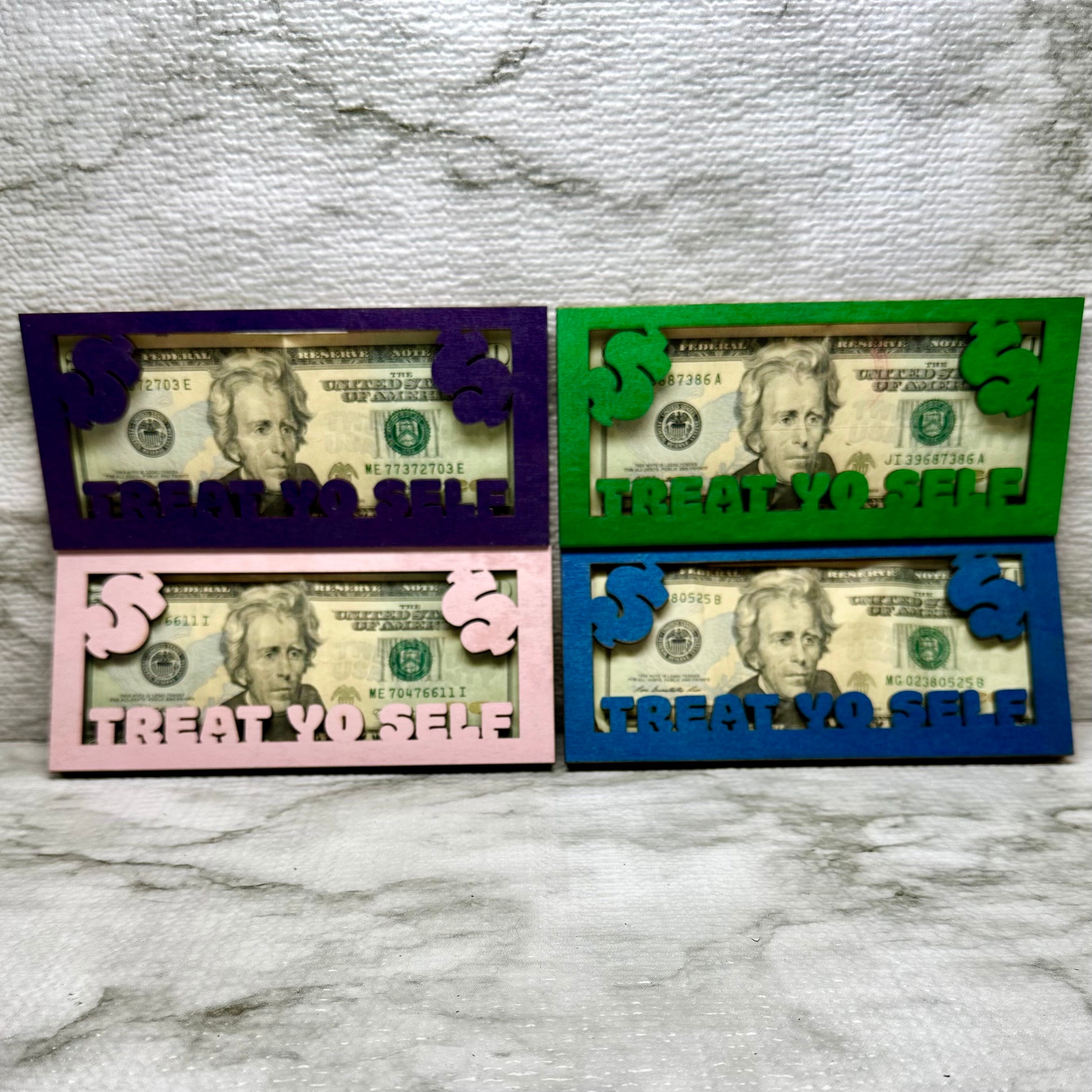 Fun Dollar Bill Holder for Money Gifts; Treat Yo Self and Your