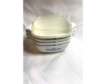 Corning Ware Vintage 4 Petite Pan Casserole Dishes Iconic Blue Cornflower Patter