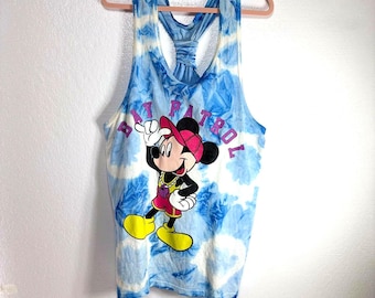 Disney Vintage Mickey Mouse Tank Top Blue Tie Dye Beach Cover