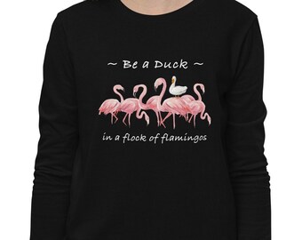 Youth long sleeve tee - Be a Duck in a Flock of Flamingos