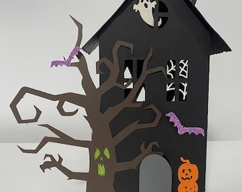 Descarga digital SVG papel Casa de Halloween embrujada