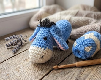 Donkey Crochet Pattern, Donkey amigurumi pattern, Eeyore, Farm Animal Crochet Pattern, Digital Download Amigurumi Tutorial PDF