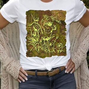 Beautiful Brown Green Gold Antique Floral Angel Shirt, Artistic Vintage Foliage Cherub Top, Romantic Gift Tee for Angel Lover Collector