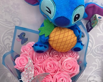 Stitch Ramo Buchon, Glitter Eternal Rose Bouquet, Handmade Fake Flower Bouquet, Ever Lasting Flower, Birthday