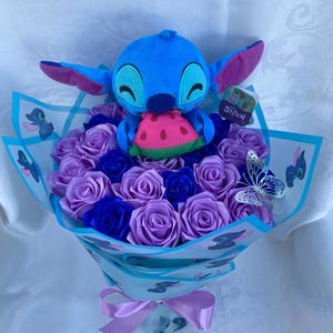 Stitch Ramo Buchon, Eternal Rose Bouquet, Plush Toy Bouquet, Handmade Bouquet, Ever Lasting Flower, Birthday, Cute Bouquet, Anniversary