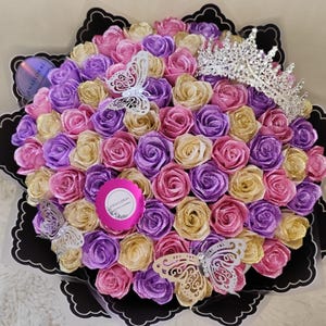Glitter Ramo Buchon, Eternal Rose Bouquet, Mother’s Day Bouquet, Ever Lasting Flower, Large Rose Bouquet, Anniversary Bouquet, Birthday Rose